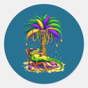 Palmenbaum Mardi Gras Hawaiian Trocal Louisiana Al Runder Aufkleber