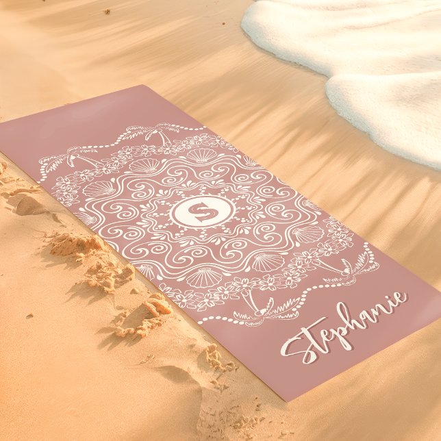 Palmenbaum-Meeresschnecken-Mandala-Monogramm Mauve Yogamatte (Von Creator hochgeladen)