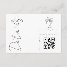 Palmenbaum Modern Weiße QR-Code Hochzeitsdetails Begleitkarte