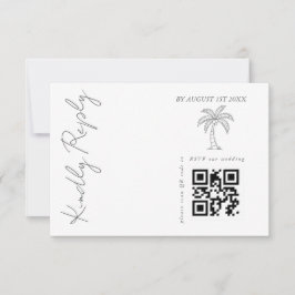 Palmenbaum Moderne elegante Hochzeit QR-Code RSVP Karte