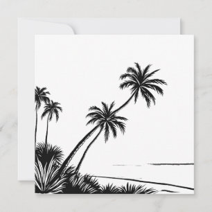 Palmenbaum Schwarz-Weiß Strand Küste Karte