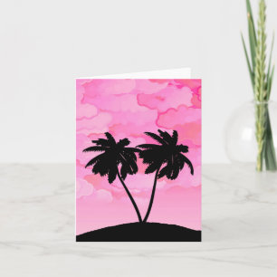 Palmenbaum Silhouette gegen Morgenrot mit Wolken Karte