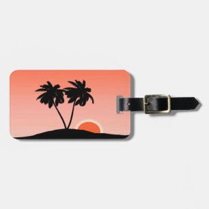 Palmenbaum Silhouette gegen Sonnenuntergang Orange Gepäckanhänger