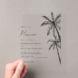Palmenbaum Skizze Reise Strand Ziel Hochzeit Acryleinladungen