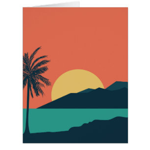 Palmenbaum-Sonnenuntergang, Insel, Boho-Abstrakte 