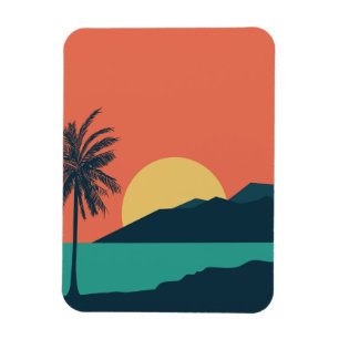 Palmenbaum-Sonnenuntergang, Insel, Boho-Abstrakte  Magnet