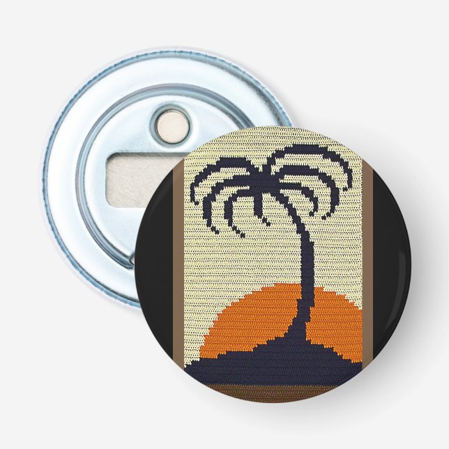 Palmenbaum Tropical Sun Natural Crochet Print Flaschenöffner (Vorderseite)