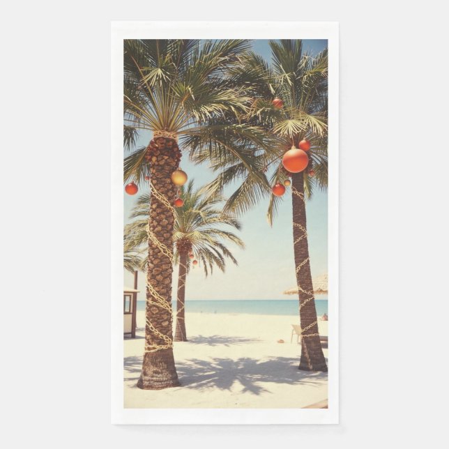 Palmenbaum Tropischer Strand Weihnachten Serviette (Vorderseite)