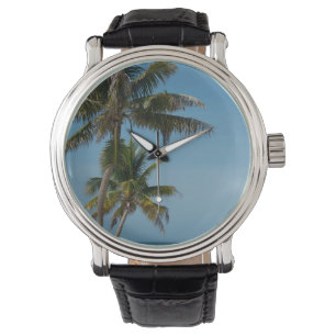 Palmenbaum und weißer Sandstrand Armbanduhr