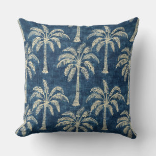 Palmenbäume Indigo Blau & Creme Wurf Kissen