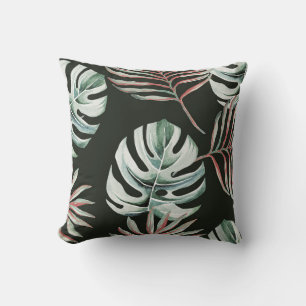 Palmenbäume, Monstera: tropische Wasserfarbe. Kissen