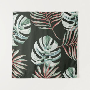 Palmenbäume, Monstera: tropische Wasserfarbe. Wandteppich