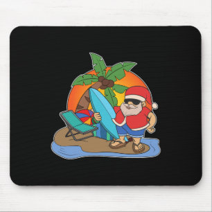 Palmenbäume Sonnenuntergang Surfen Weihnachtsmann Mousepad