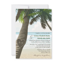 Palmenbaumspitzinitialen Hochzeitseinladungen