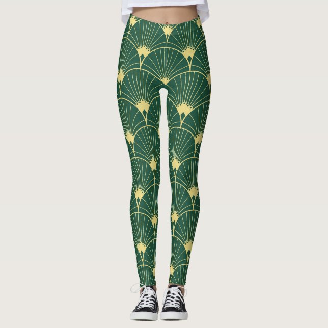 Palmenblatt: Art Deko Muster. Leggings (Vorderseite)