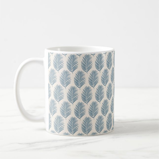 Palmenblatt Blau und Creme Kaffeetasse (Links)