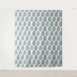 Palmenblatt Blau und Creme Wandteppich