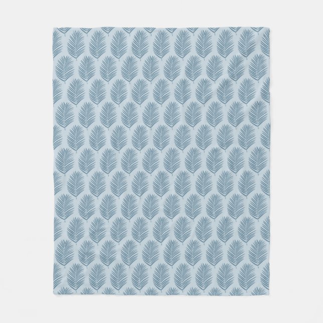 Palmenblatt Hellblau Fleecedecke (Vorderseite)