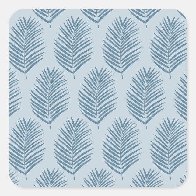Palmenblatt Hellblau Quadratischer Aufkleber (Vorderseite)