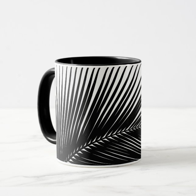Palmenblatt - schwarz-weiß tasse (Vorderseite Links)