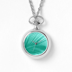 Palmenblatt - Türkis und Aqua Armbanduhr