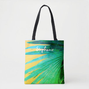 Palmenblattdesign mit personalisierter tropischer tasche