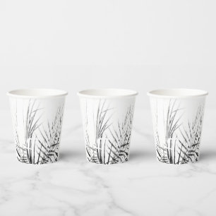 Palmenblätter Minimalismus Skizze Pappbecher