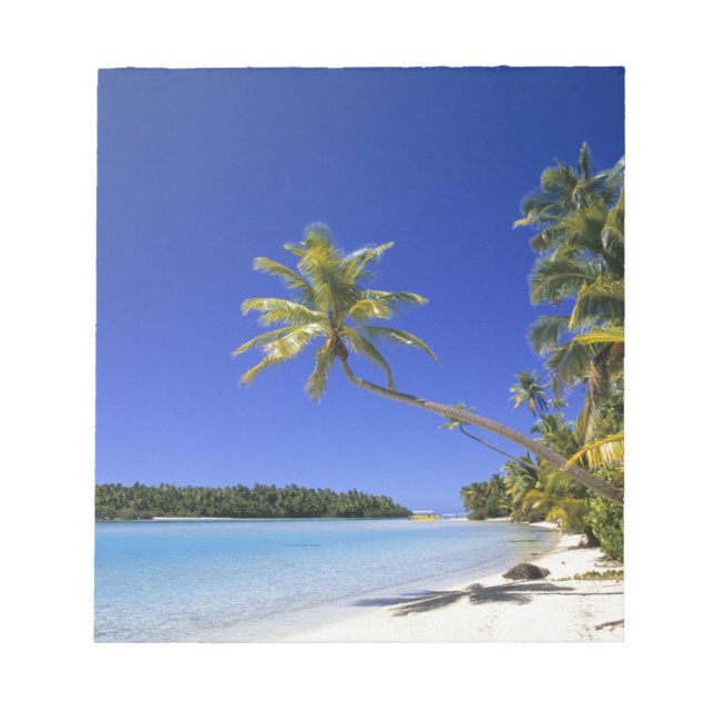 Palmengesäumter Strand Cook Islands Notizblock (Vorderseite)