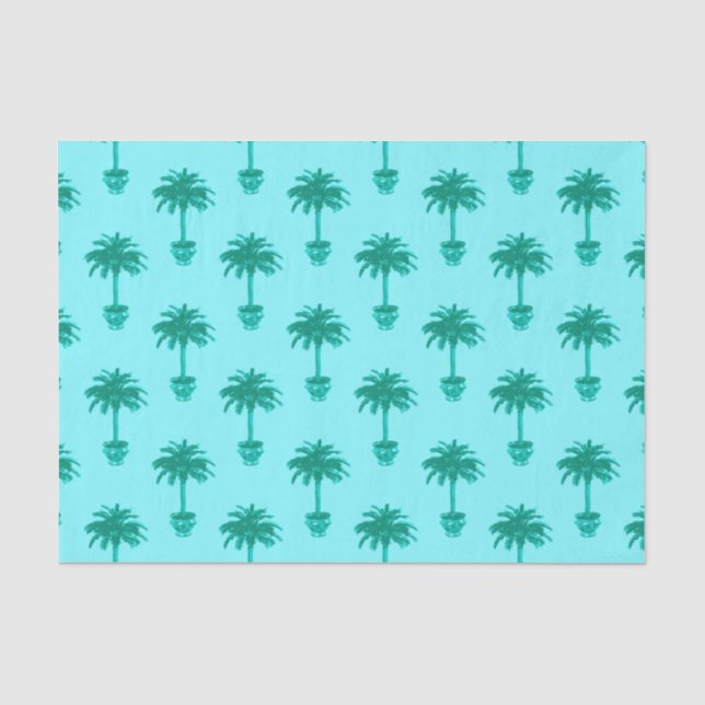 Palmenhain in Türkis und Aqua Seidenpapier (Vorderseite)