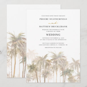 Palmenhaine Moderne Hochzeit in Urlaubsort Einladung