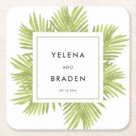 Palmenhochzeit Rechteckiger Pappuntersetzer
