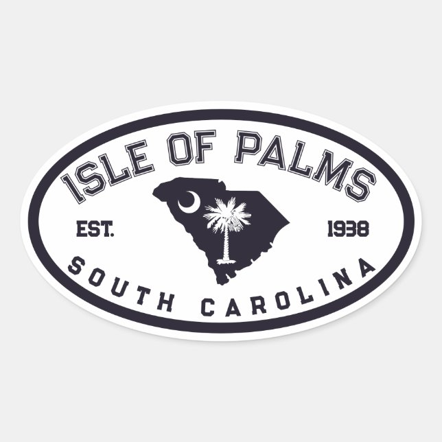 Palmeninsel South Carolina Flaggenkarte Navy Vinta Ovaler Aufkleber (Vorderseite)
