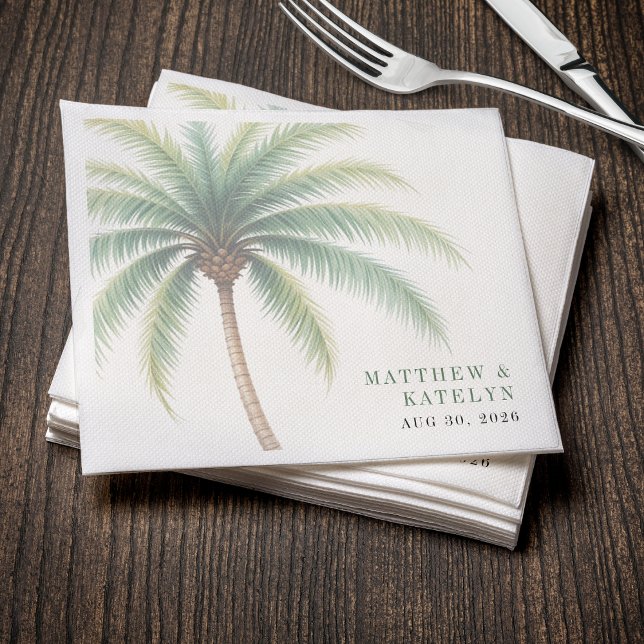 Palmeninsel Ziel Grüne Hochzeit Serviette (Palm Tree Island Destination Green Wedding Napkins
)