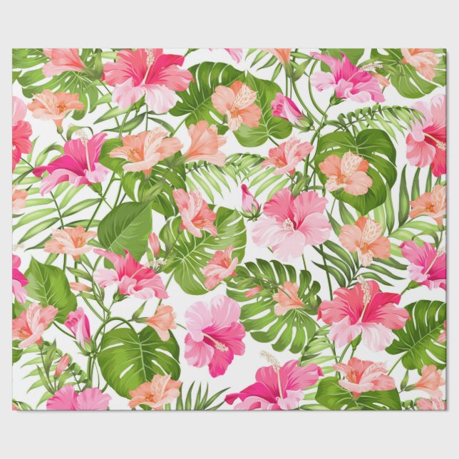 Palmenmonsterie des tropischen Hibiskus Geschenkpapier (Saum)