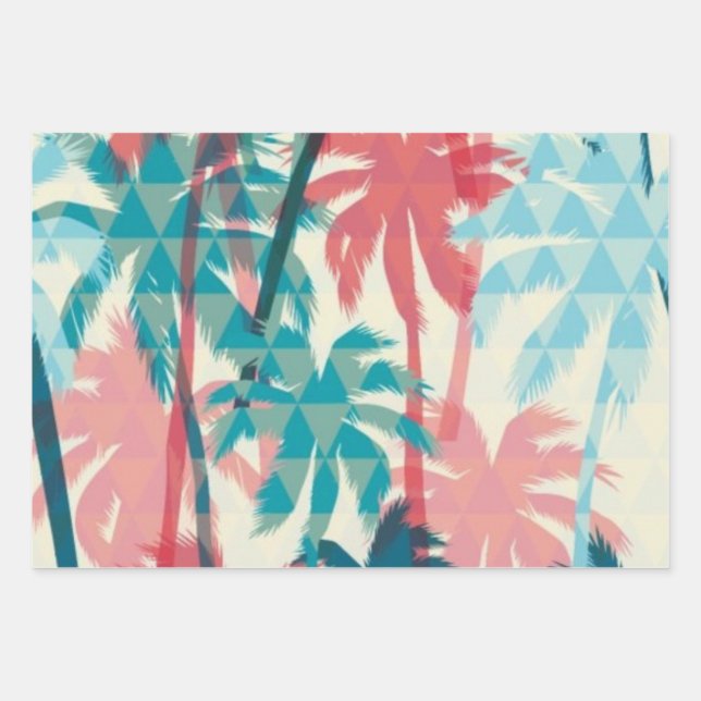 Palmenmuster Geschenkpapier Set (Vorderseite)