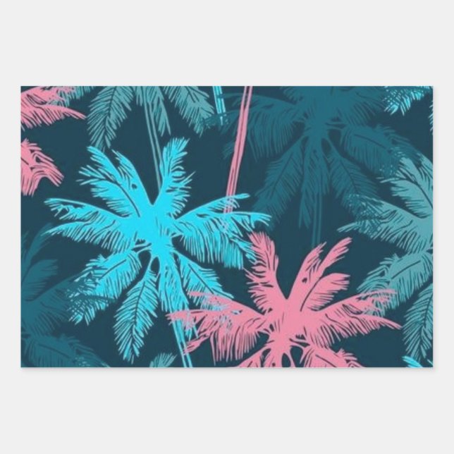 Palmenmuster Geschenkpapier Set (Vorderseite)