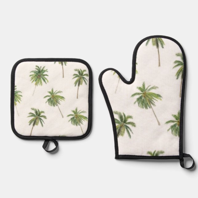 Palmenmuster Ofenhandschuh & Topflappen-Set (Vorderseite)
