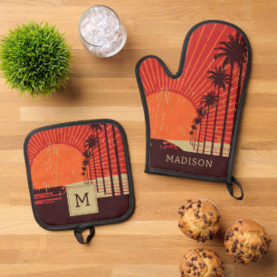 Palmenreihe Ofenhandschuh & Topflappen-Set