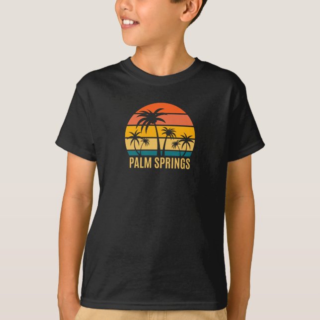 Palmensprings Sonnenuntergang und Palmen T - Shirt (Vorderseite)