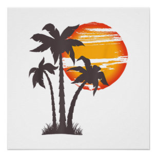 Palmenstrand Ozean Sommerferien Sonnenuntergang Pa Poster