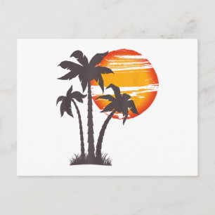 Palmenstrand Ozean Sommerferien Sonnenuntergang Pa Postkarte