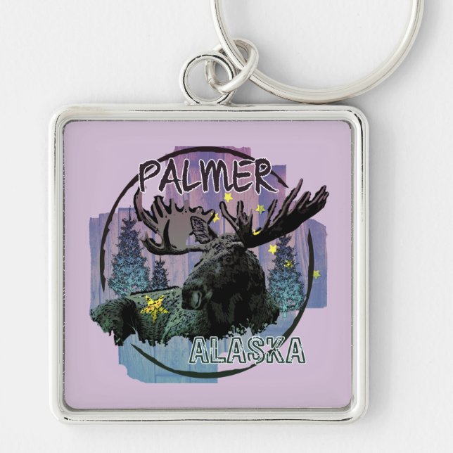 Palmer Alaska rustikaler Schlüsselanhänger (Vorne)