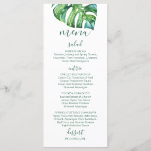 Palmette d'aquarelle - menu de mariage de