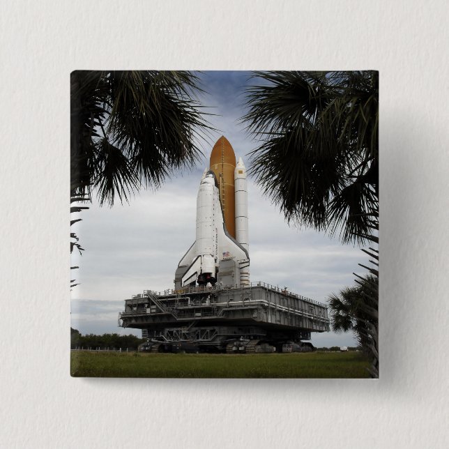 Palmetto Bäume Rahmen Raum Shuttleservice Endeavor Button (Vorderseite)