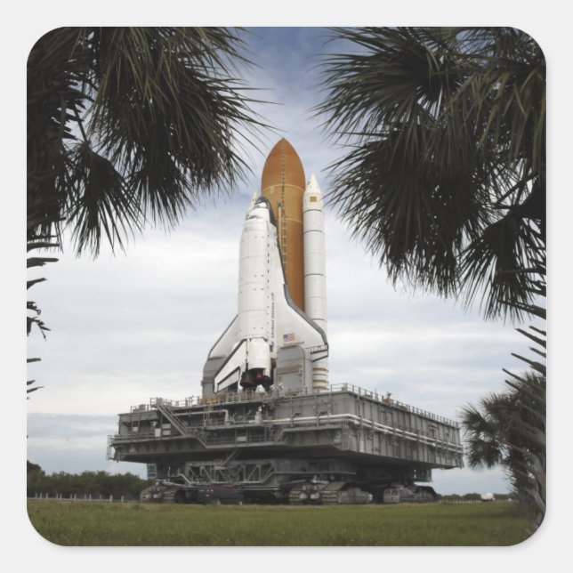 Palmetto Bäume Rahmen Raum Shuttleservice Endeavor Quadratischer Aufkleber (Vorderseite)