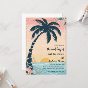 palmier boho beach invitations de mariage