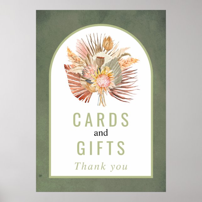 Palmier séché, pampas herbe sauge verte affiche ma (Devant)