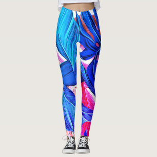 Palmier tropical fluo feuille leggings