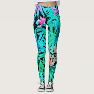 Palmier tropical fluo feuille leggings
