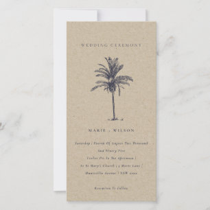 Palmier tropical Marine Kraft Wedding Invitation